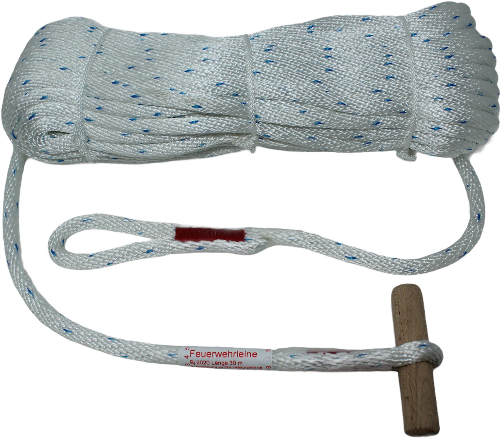 SEILFLECHTER Feuerwehrleine 10mm, 30m 1 Seite Öse, 1 Seite Knebel, DIN 14920:2023-11