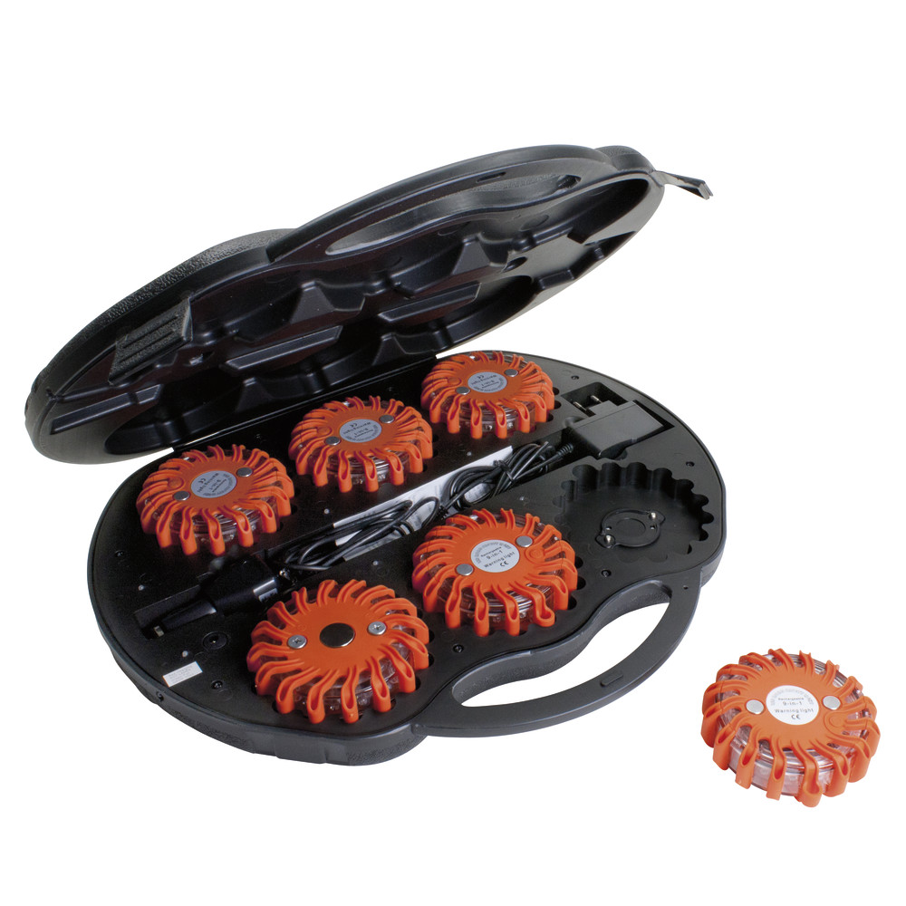 Dönges LED Signalleuchten-Set im Koffer, mit Ladegerät USB/12V/220V, orange